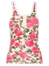 Chloé Cotton Henley Tank Top With All-over Floral Pattern In White