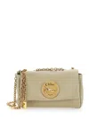 Chloé Heritage Beige Shoulder Bag With Chain-link Shoulder Strap And Logo Plaque On The Front In Leather W In Brown