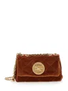 Chloé 'heritage' Brown Shoulder Bag With Chain-link Shoulder Strap And Logo Plaque On The Front In L