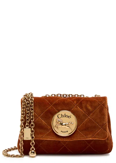 Chloé Chloe Heritage Quilted Velvet Shoulder Bag