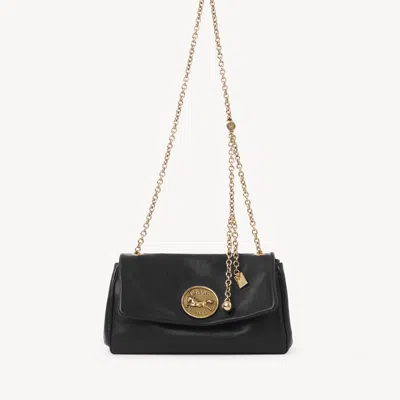 Chloé Heritage Shoulder Bag In Grained Leather Black Size Onesize 100% Bubalus Bubalis, Farmed, Coo