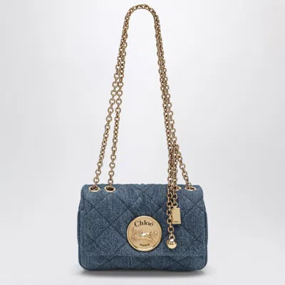 Chloé Heritage Small Quilted Denim Shoulder Bag In Blue