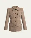 Chloé Pocket-detailed Herringbone Wool Jacket In Somber Brown
