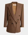 Chloé Houndstooth Double-breasted Blazer Notched Lapels In Animal Print