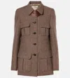 Chloé Long Officer Jacket In Herringbone Boyish Wool Jackets In Brown