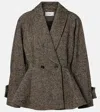 Chloé Herringbone Peplum Wool-blend Coat In Brown