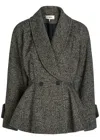 Chloé Double-breasted Herringbone Oversized Peplum Coat In Brown