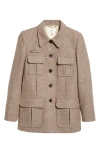 Chloé Long Officer Jacket In Herringbone Boyish Wool Jackets In Somber Brown