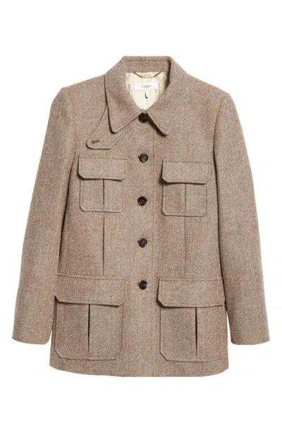 CHLOÉ CHLOÉ HERRINGBONE WOOL TWILL JACKET