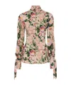Chloé Turtleneck Jersey Wool Sweater With Floral Print Women In Gold