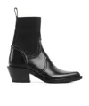 Chloé Nellie 50 Knitted-sock Leather Ankle Boots In Black