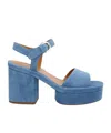 Chloé High Heel Sandal With Adjustable Ankle Buckle In Blue