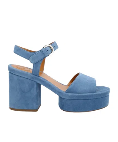 Chloé High Heel Sandal With Adjustable Ankle Buckle In Blue