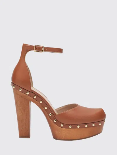 Chloé Lola Studded Leather Platform Sandals In Brown