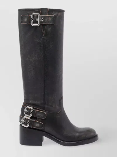 Chloé High Leather Block Heel Ankle Boots