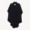 Chloé Asymmetric Cropped Wool Cape Coat In Blue