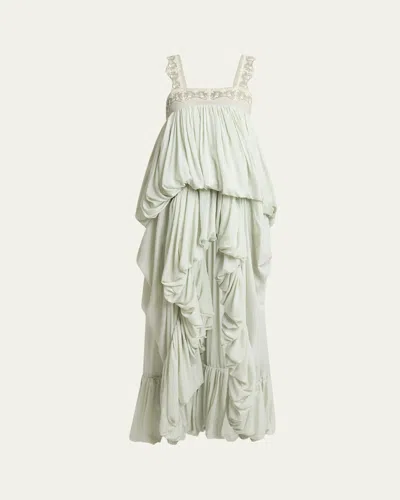 CHLOÉ HIGH-LOW RUFFLED DRESS