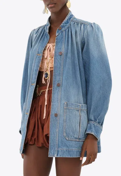 Chloé High-neck Button Up Denim Jacket