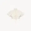 Chloé High-neck Cropped Top In Cotton Tulle & Lace White Size 6 100% Silk In White