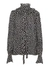 Chloé Women Black Blouse With High Neck And All-over Polka Dot Motif In Silk Woman In Black