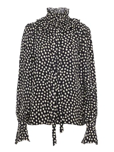 CHLOÉ CHLOÉ HIGH NECK FRONT TIE BLOUSE - SIZE 36