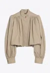 Chloé Cropped Beige Cotton Gabardine Jacket In Beige