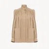 Chloé High-neck Gathered Jacket In Cotton Gabardine In Orange