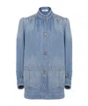 Chloé High-neck Gathered Jacket In Denim In Ice-blue