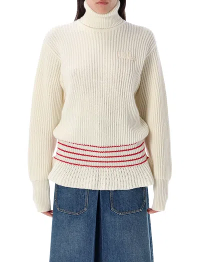 Chloé High Neck Knit In White