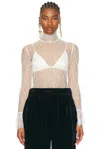 Chloé High Neck Long Sleeve Lace Blouse In Iconic Milk