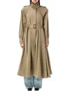 Chloé Long Trench Coat With Stand-up Collar In Cotton Gabardine