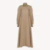 Chloé High-neck Long Trench Coat In Cotton Gabardine In Multi