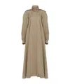 Chloé Long Trench Coat With Stand-up Collar In Cotton Gabardine In Nude