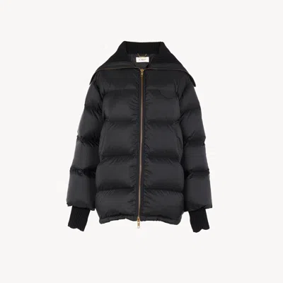Chloé High-neck Puffer Jacket In Shiny Nylon In Black