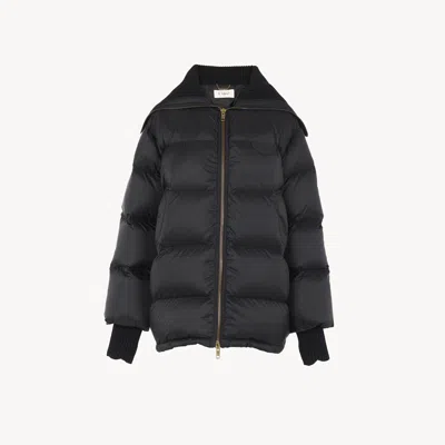 Chloé Doudoune À Col Montant En Nylon Brillant Femme Noir Taille 42 100% Polyamide In Black