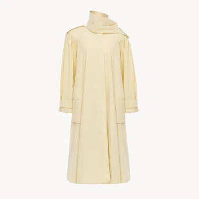 Chloé High-neck Scarf Trench Coat In Cotton Poplin In Neutral