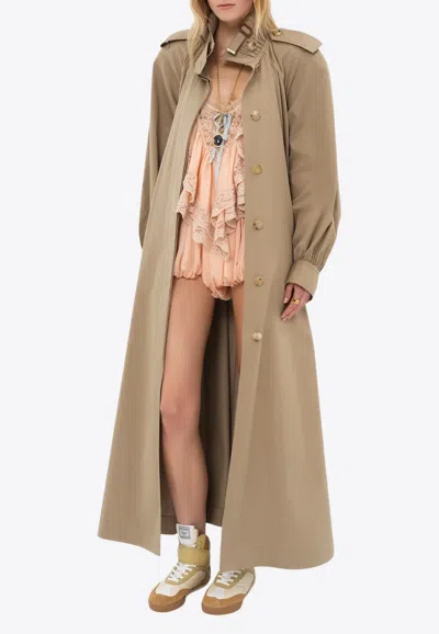 Chloé High-neck Single-breasted Long Trench Coat