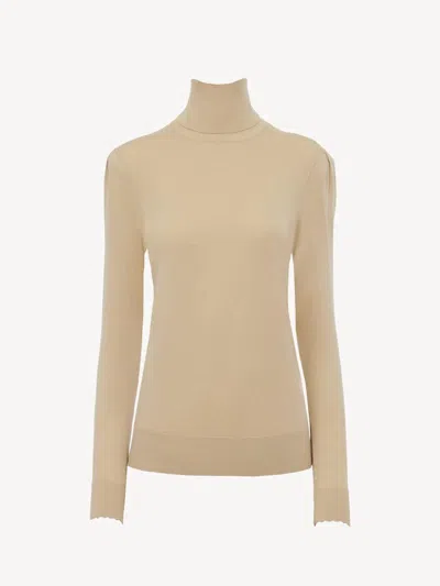Chloé High Neck Sweater In Beige