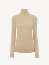 Chloé Pull Col Roulé Femme Beige Taille Xs 100% Laine, Polyamide, Élasthanne In Neutral