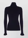 Chloé Chloè Wool And Cotton Turtleneck Pullover In Blue