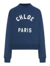 Chloé Cropped Round Neck Sweatshirt Clothing In Blue