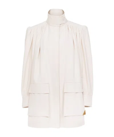 Chloé High-neck Utilitarian Jacket In Cotton Canvas In Pink