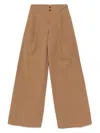 Chloé High-rise And Wide-leg Cotton Canvas Trousers Clothing In Brown