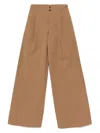 Chloé High-rise And Wide-leg Cotton Canvas Trousers Clothing In Brown