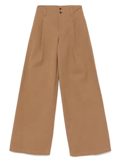 CHLOÉ HIGH-RISE AND WIDE-LEG COTTON CANVAS TROUSERS