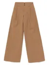 Chloé High-rise And Wide-leg Cotton Canvas Trousers Clothing In Brown