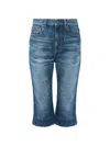 Chloé Straight Trousers Belt Loops Contrast Stitching In Blue
