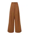 Chloé Pleated Garment-dyed Cotton-canvas Straight-leg Pants In Brown