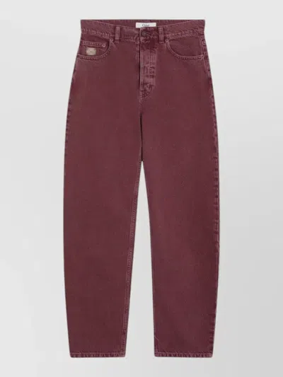 Chloé High Rise Denim Jeans Belt Loops Pockets In Brown