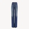 Chloé High-waisted Flared Jeans With Flap Pockets In Blue
